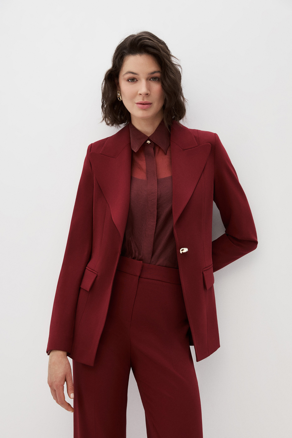 Bordo Blazer Ceket Takım