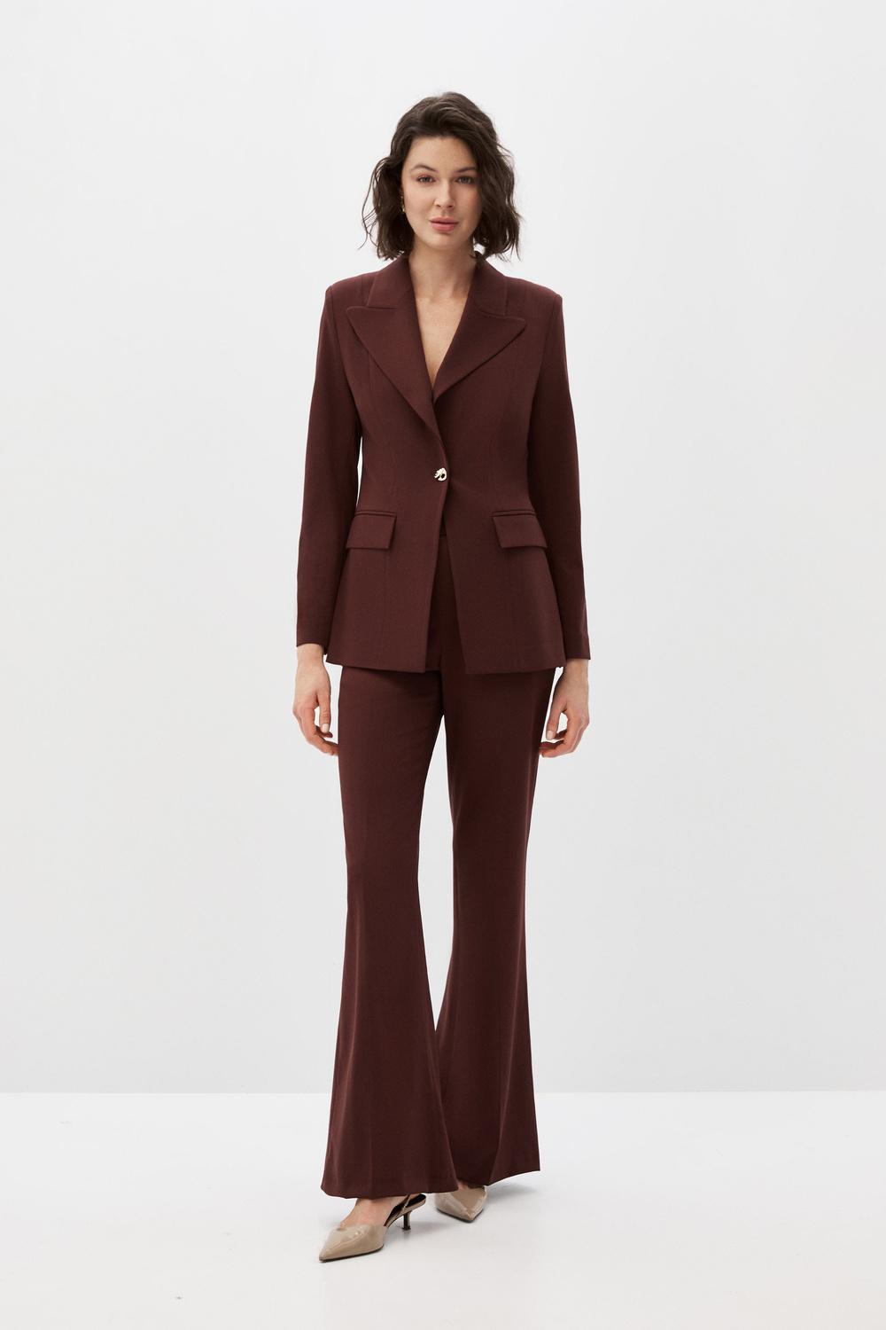 Kahverengi Blazer Ceket Takım