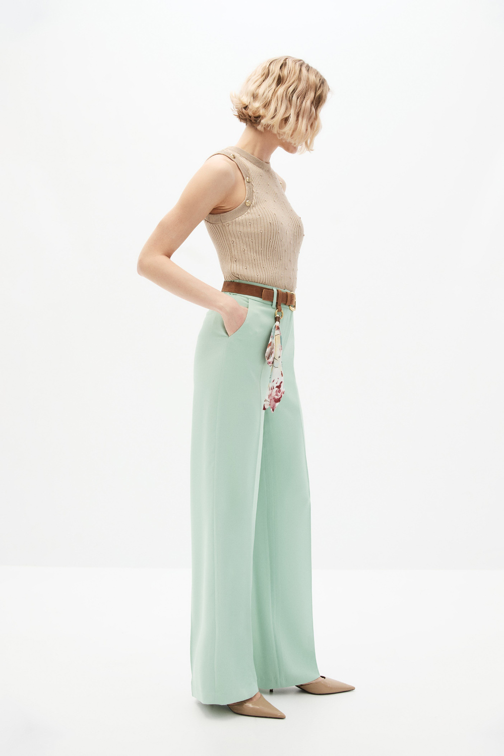 Mint Kemerli Pantolon