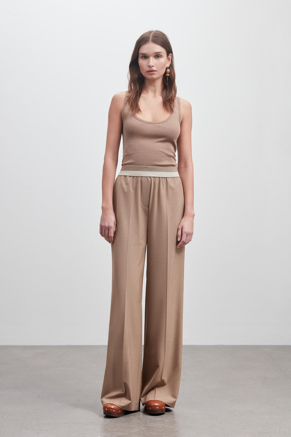 BEL LASTİK AKSESUARLI WIDE LEG PANTOLON