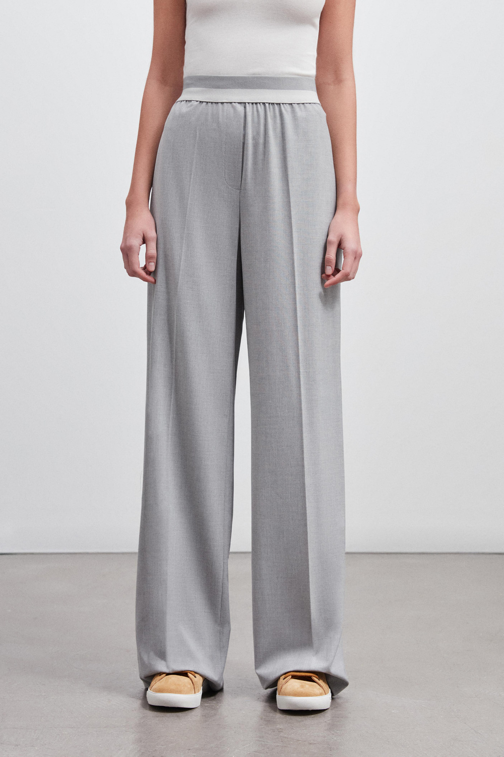 BEL LASTİK AKSESUARLI WIDE LEG PANTOLON
