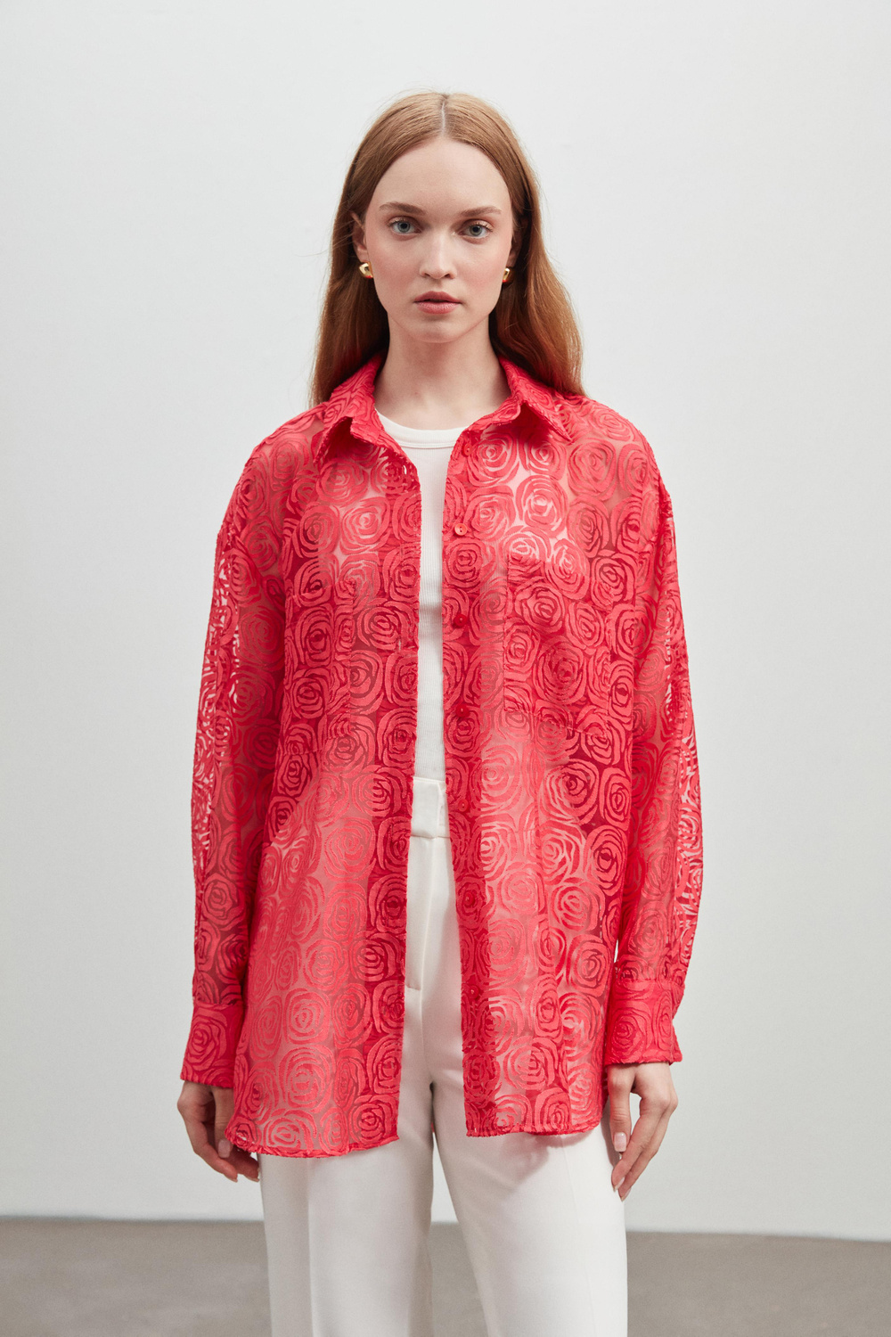KUŞAKLI TRANSPARAN OVERSIZE GOMLEK