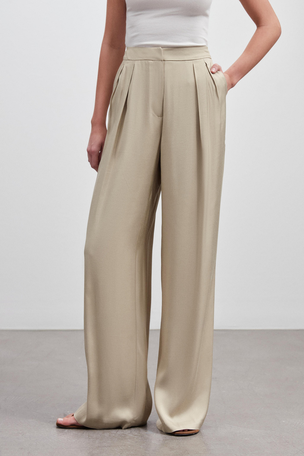 PİLELİ WIDE LEG PANTOLON
