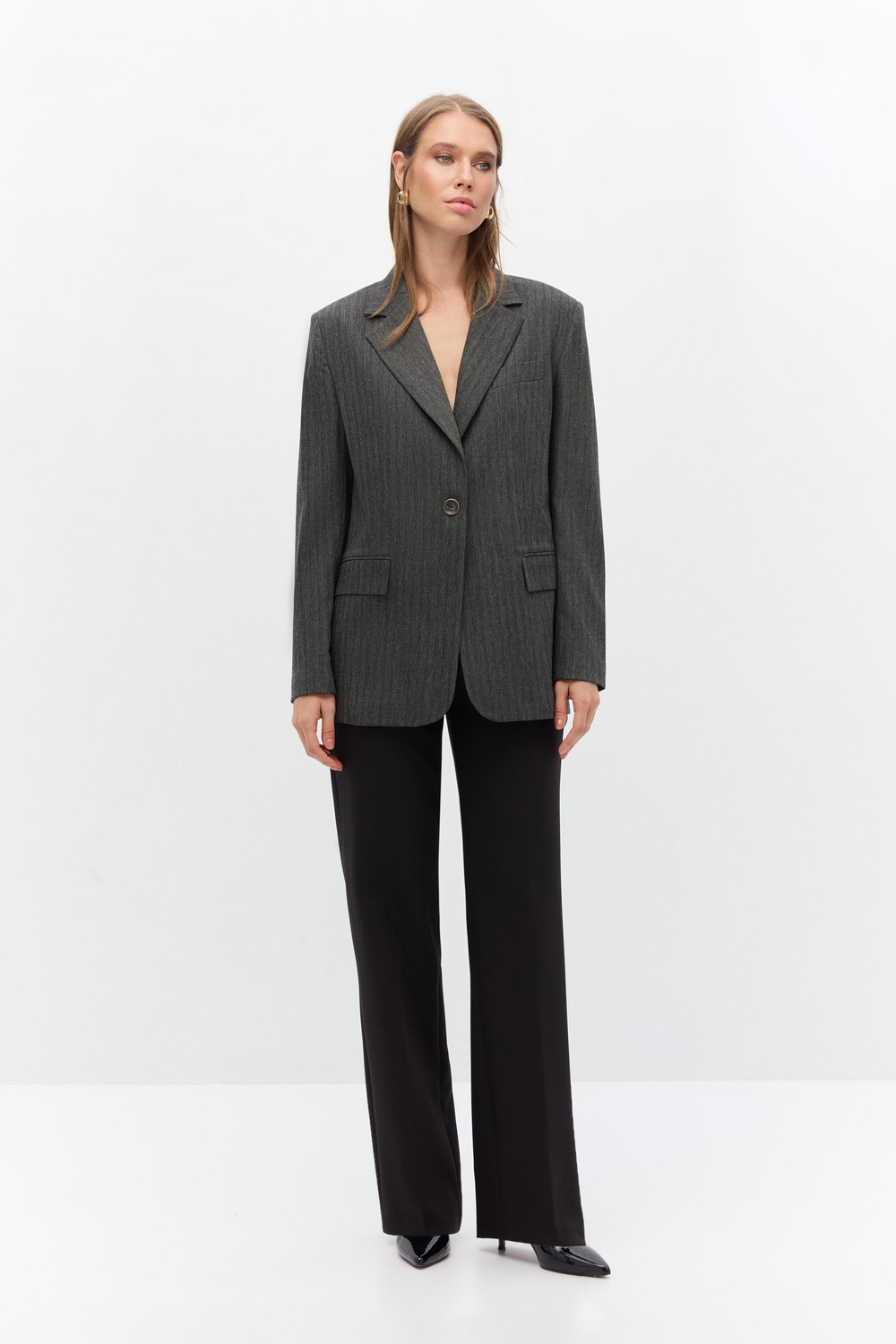 Yün karışımlı kemerli blazer