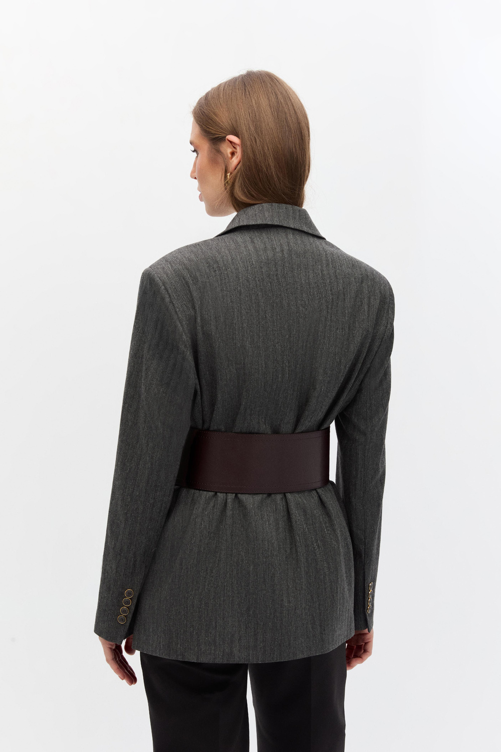Yün karışımlı kemerli blazer