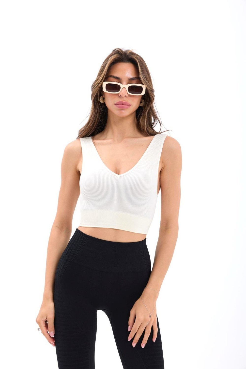 15543 RİPLİ V YAKA BRA-EKRU