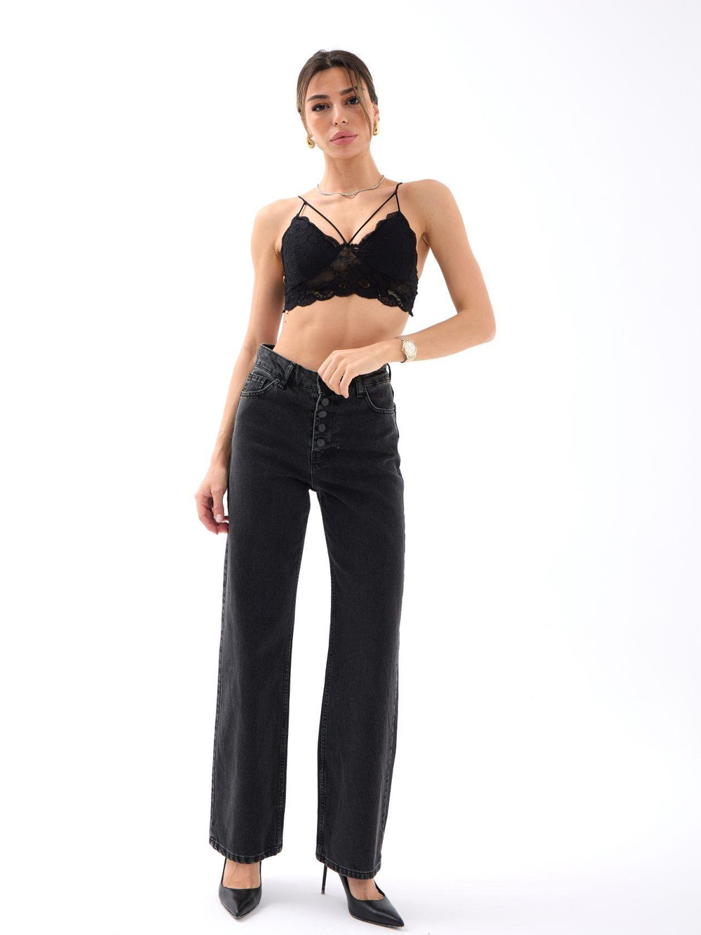 5171 DENİM BUTTONED WIDE KEG-FÜME