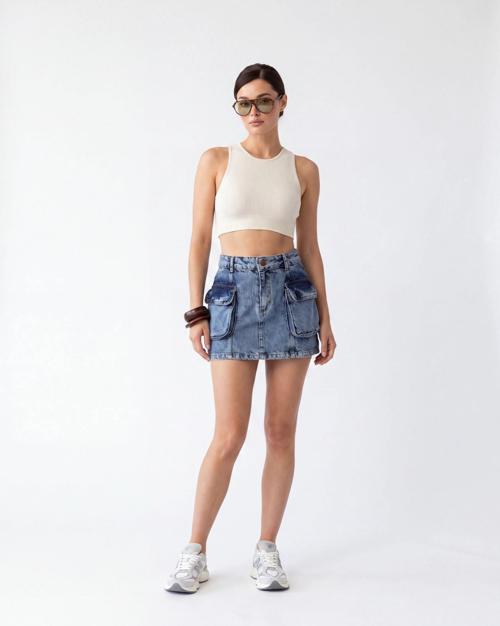 6458 DENİM LOW WAIST SKIRT-MAVİ