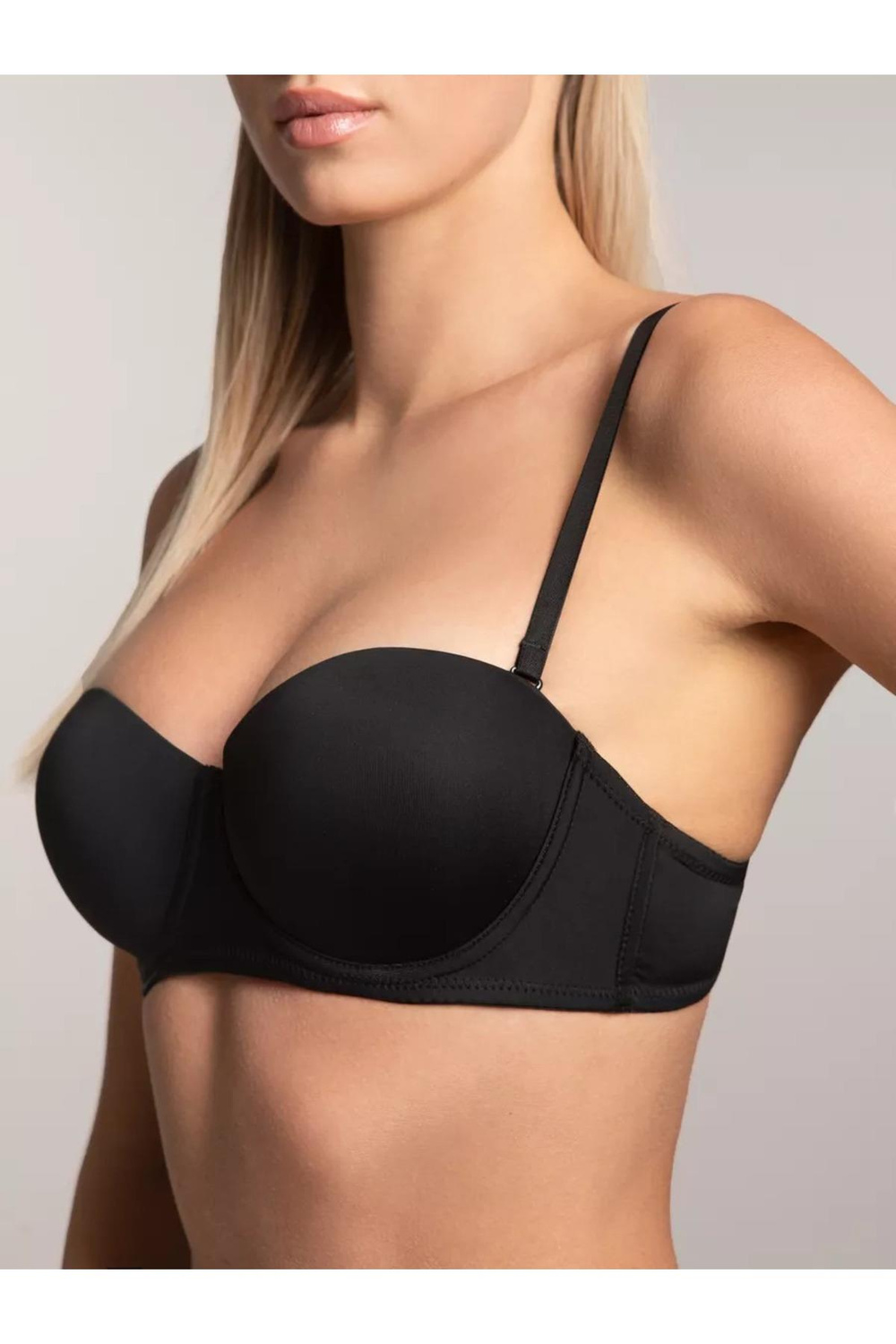Lenola Model Destekli Push Up Dolgulu Yumuşak Dokulu Straplez Sütyen Siyah Renk