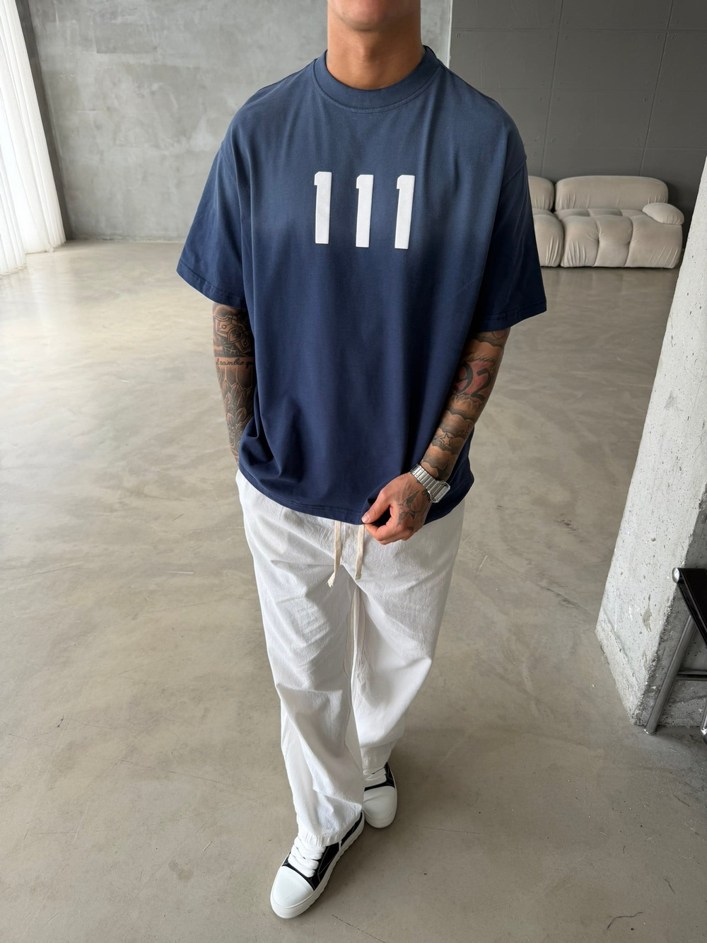 111 Speryli Premium Oversize T-Shirt - İndigo