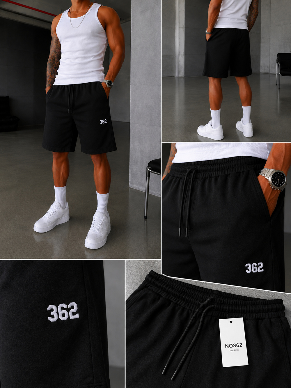 362 Premium Nakışlı Basic Şort