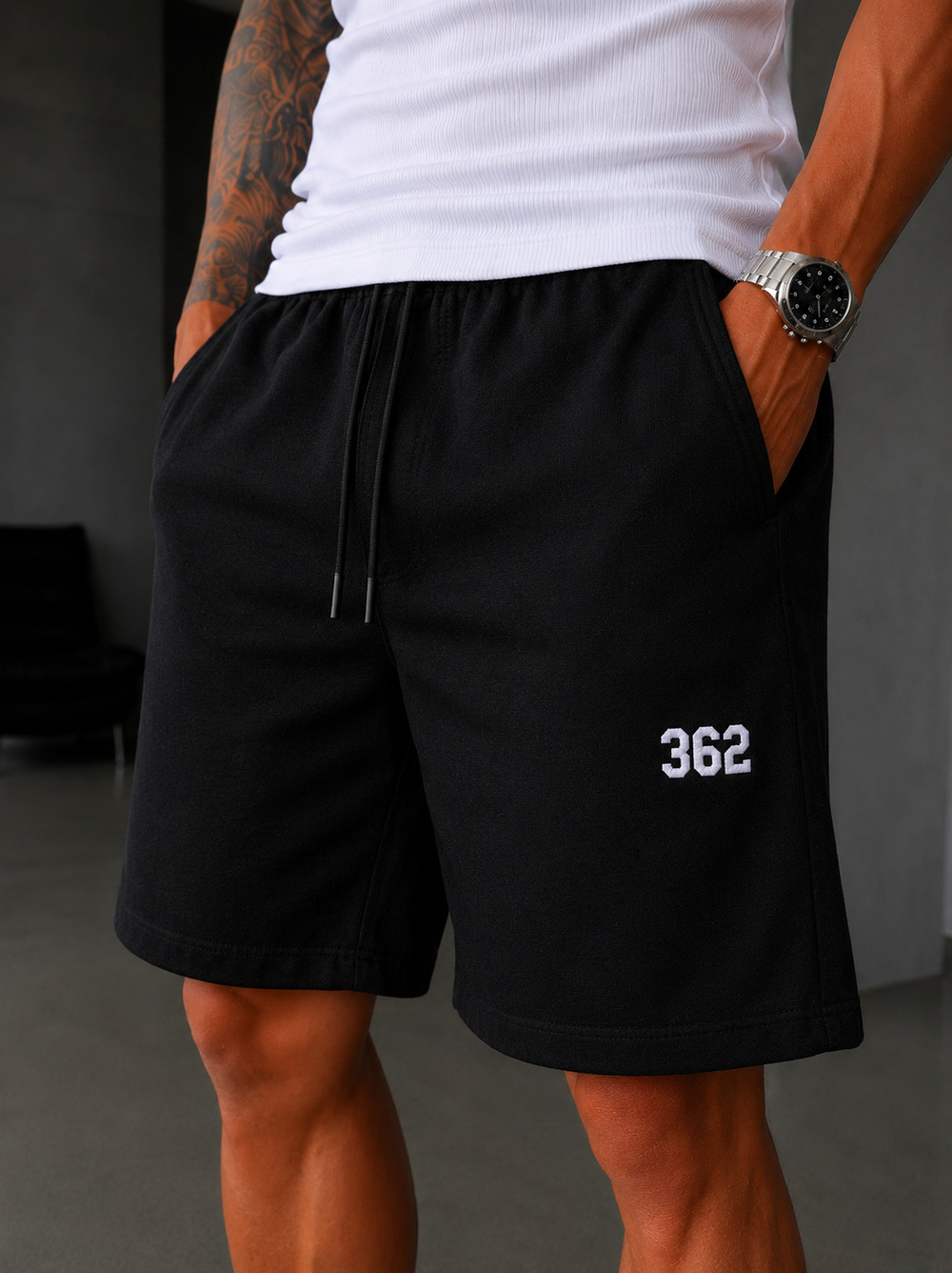 362 Premium Nakışlı Basic Şort