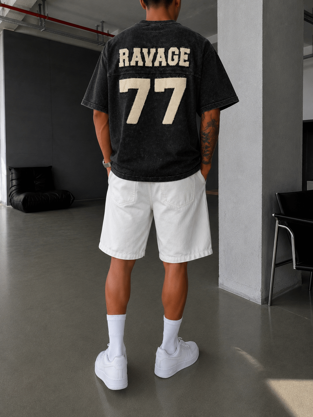 77 Nakışlı Premium Yıkamalı T-Shirt
