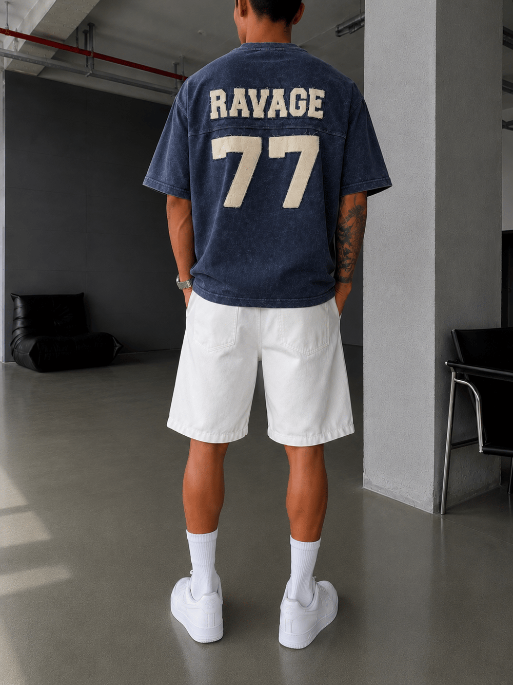 77 Nakışlı Premium Yıkamalı T-Shirt