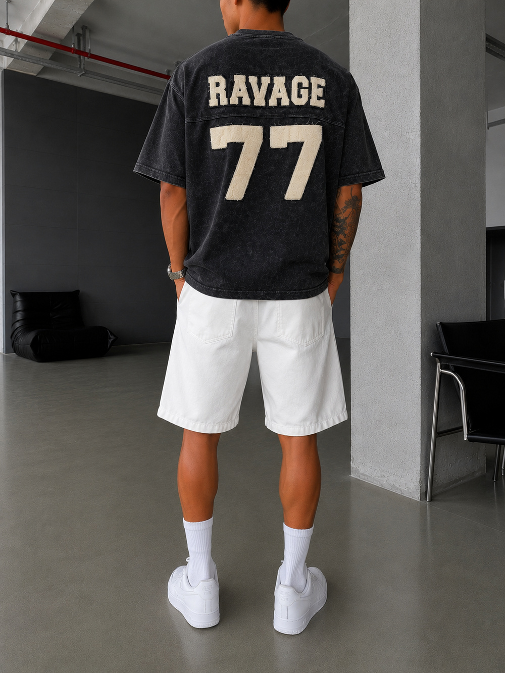 77 Nakışlı Premium Yıkamalı T-Shirt