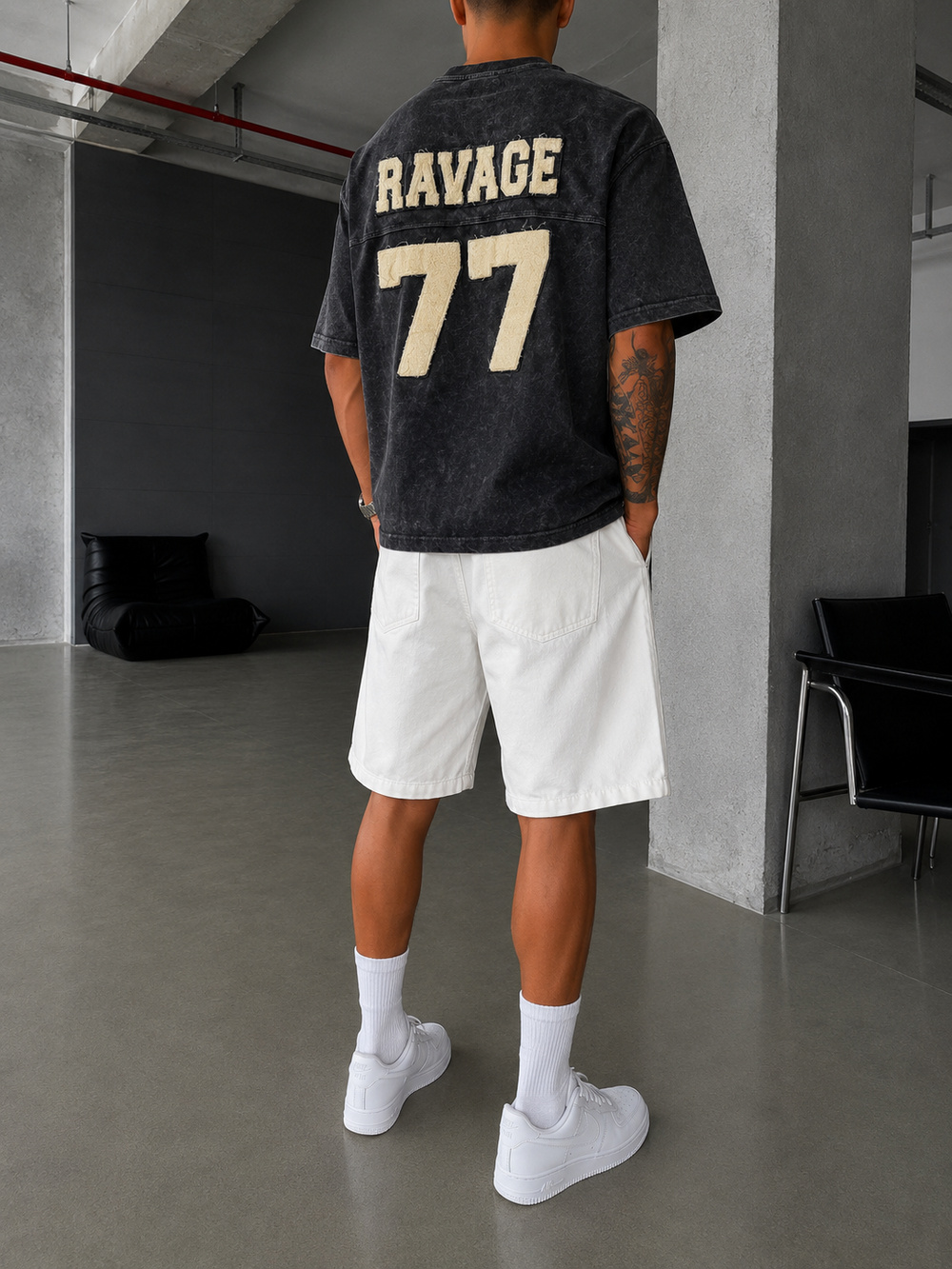 77 Nakışlı Premium Yıkamalı T-Shirt