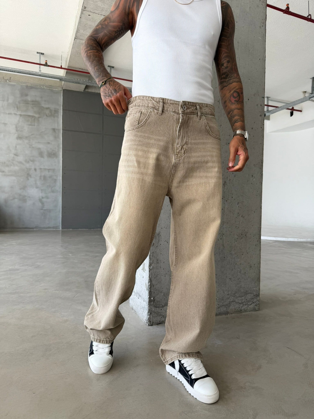 Acid Yıkama Basic Relax Baggy Pantolon