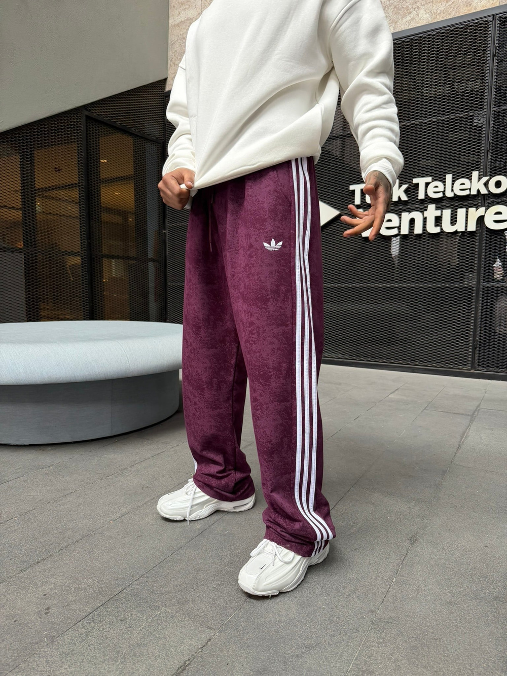 Acid Yıkamalı AD Premium Baggy Eşofman - Bordo