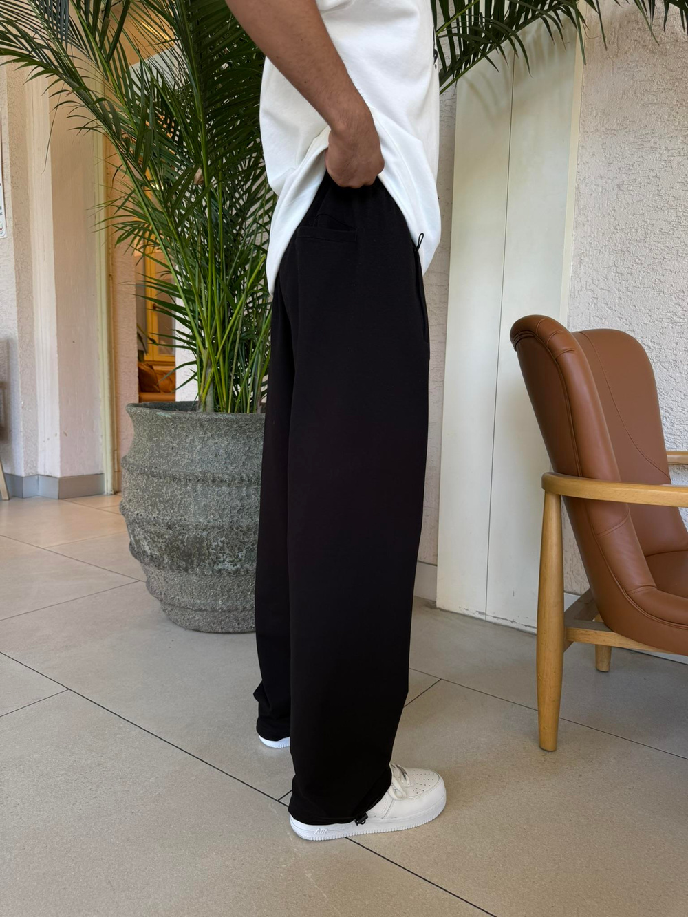 AD Büyük Yan Baskı 3 İplik Eşfoman  - Siyah