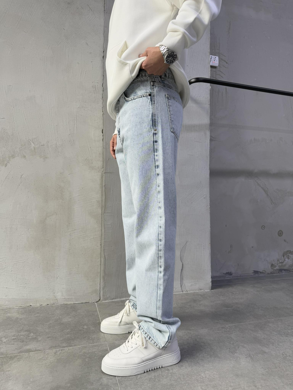 Baggy Basic Jean Pantolon A104-K4 BUZ MAVİ