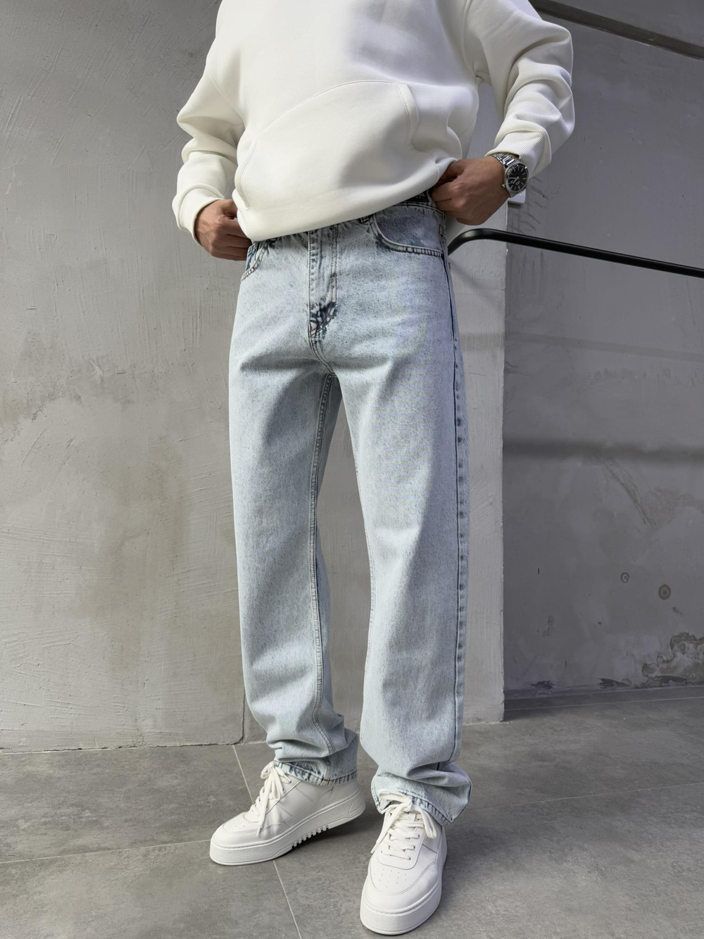 Baggy Basic Jean Pantolon A104-K4 BUZ MAVİ