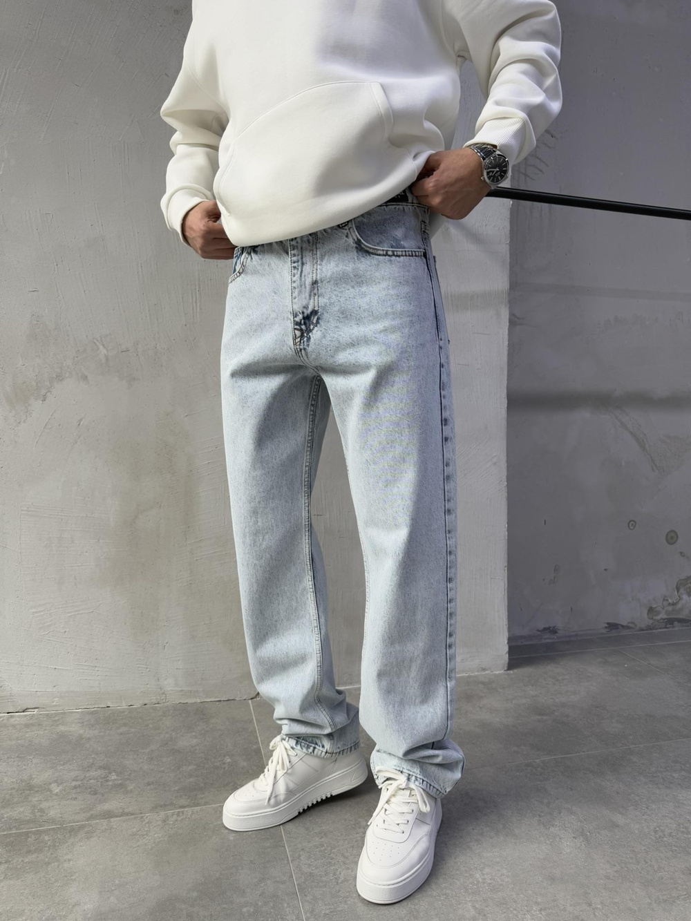 Baggy Basic Jean Pantolon A104-K4 BUZ MAVİ