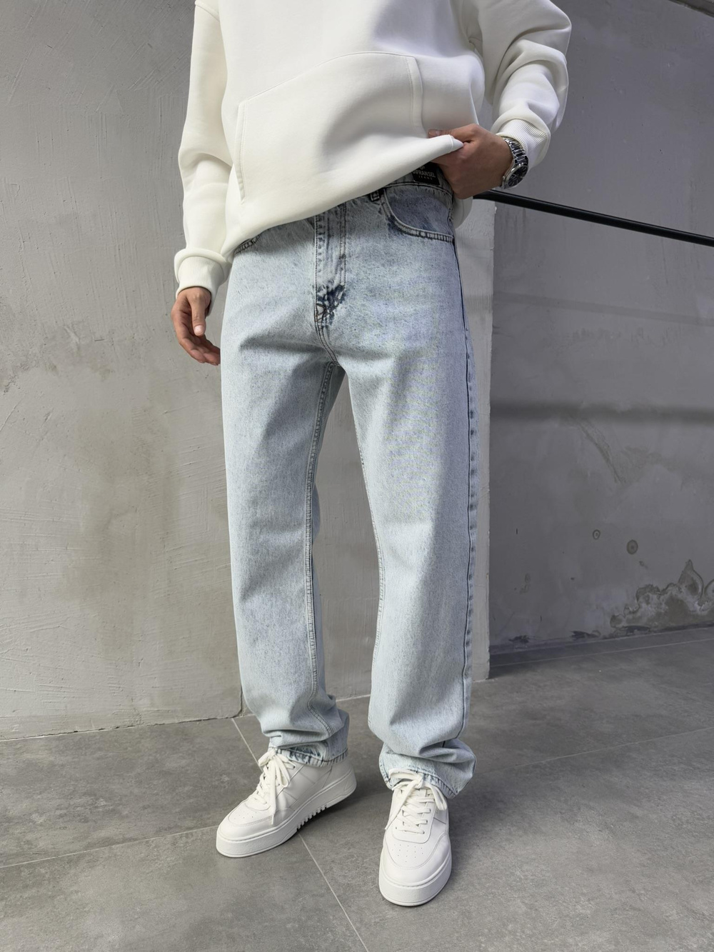 Baggy Basic Jean Pantolon A104-K4 BUZ MAVİ