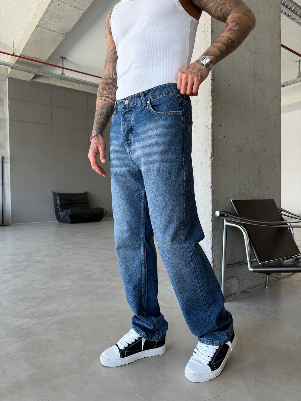 Baggy Fit Basic Pantolon - Lacivert