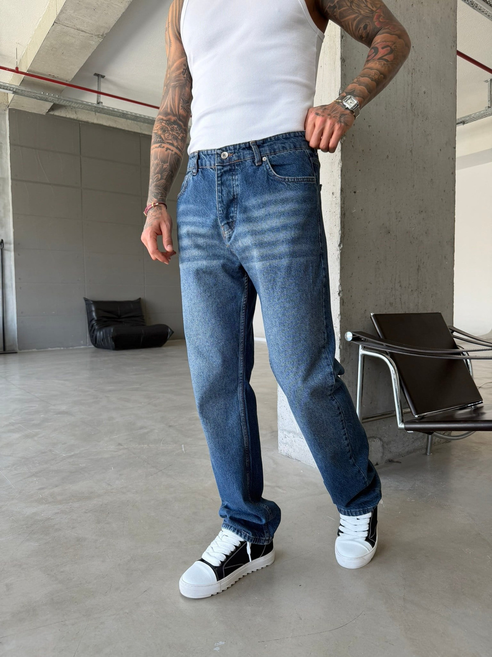 Baggy Fit Basic Pantolon - Lacivert