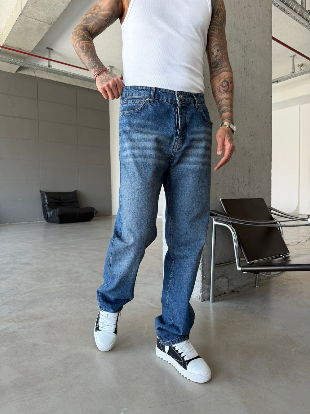 Baggy Fit Basic Pantolon - Lacivert