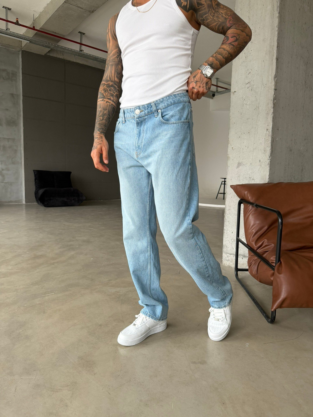 Basic Baggy Fit Pantolon - Mavi