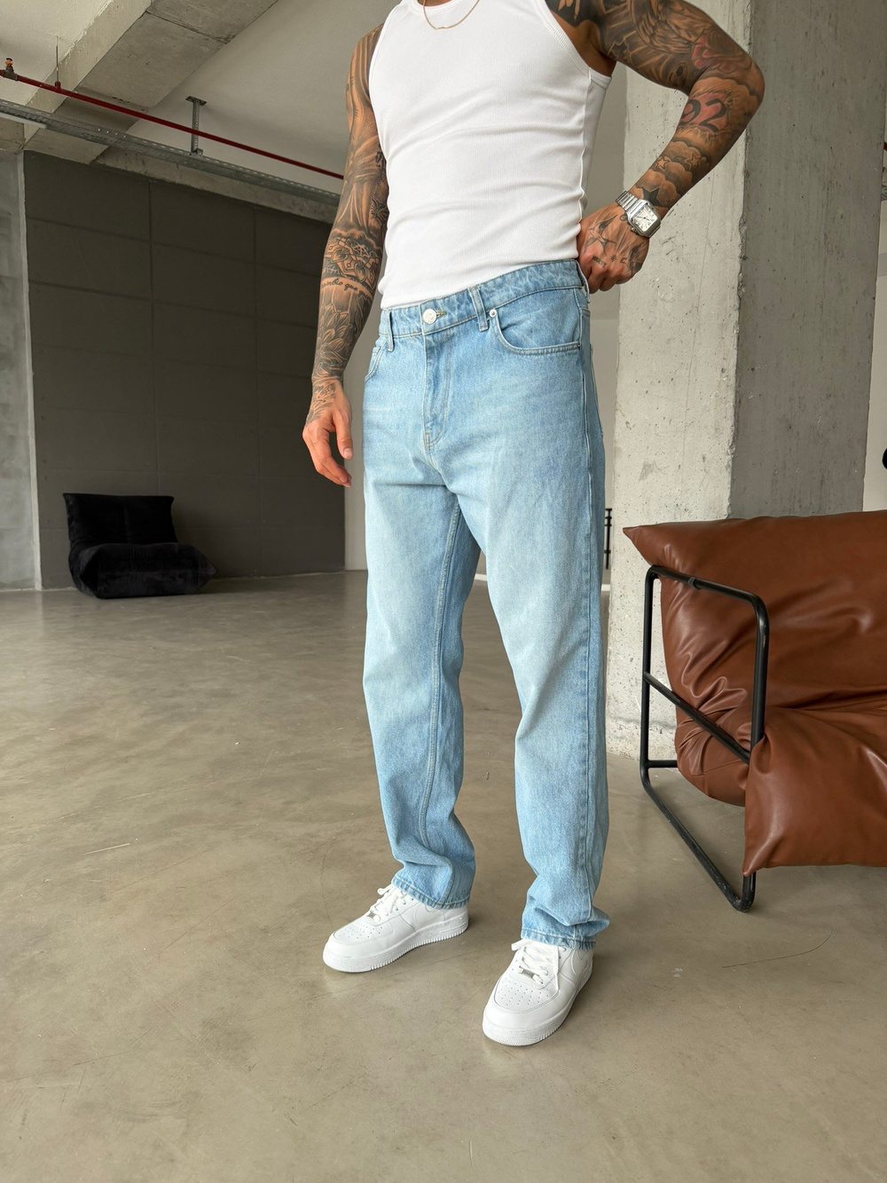 Basic Baggy Fit Pantolon - Mavi