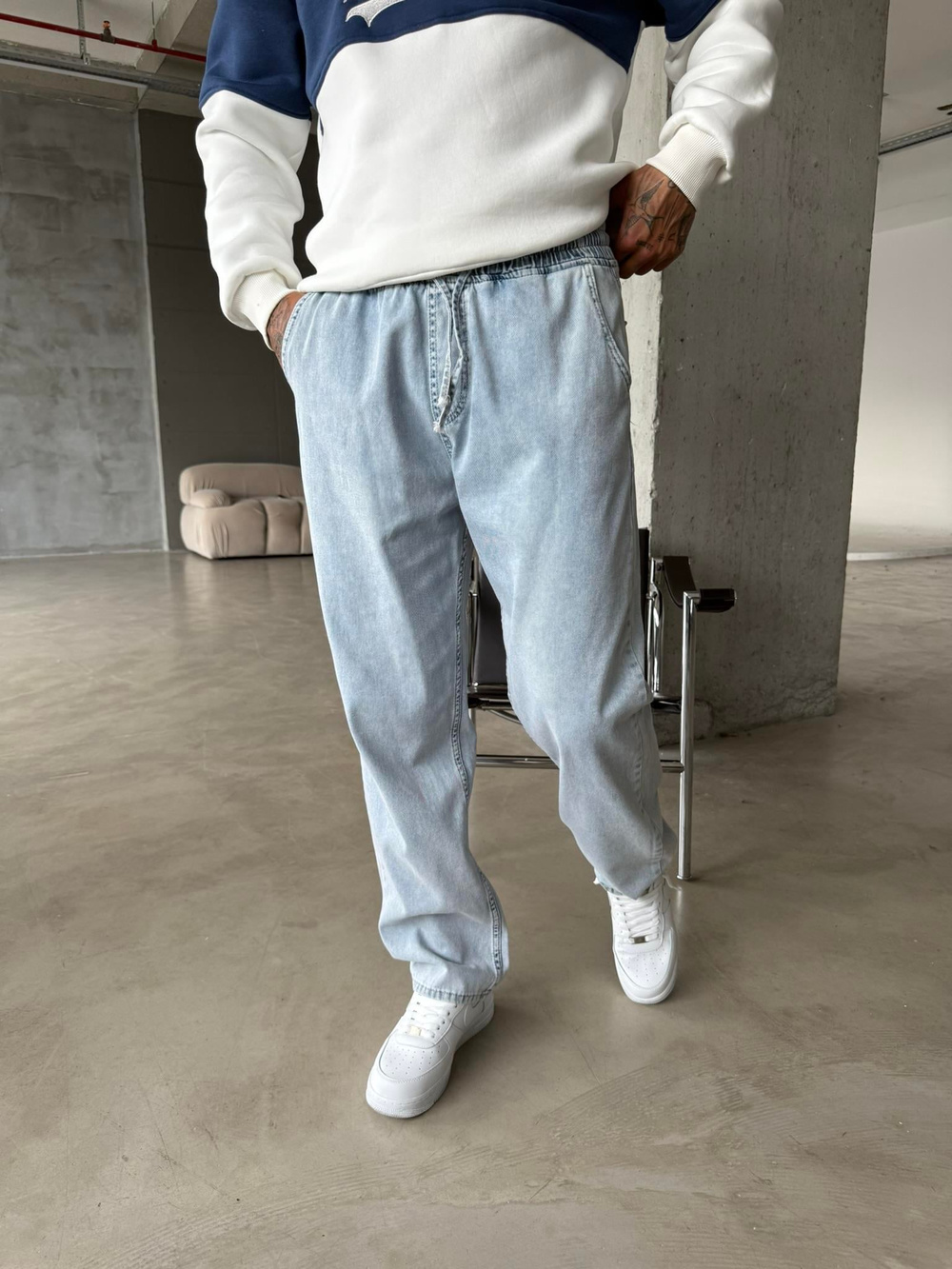 Basic Baggy Pantolon - Mavi