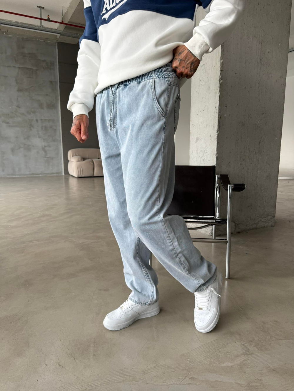 Basic Baggy Pantolon - Mavi