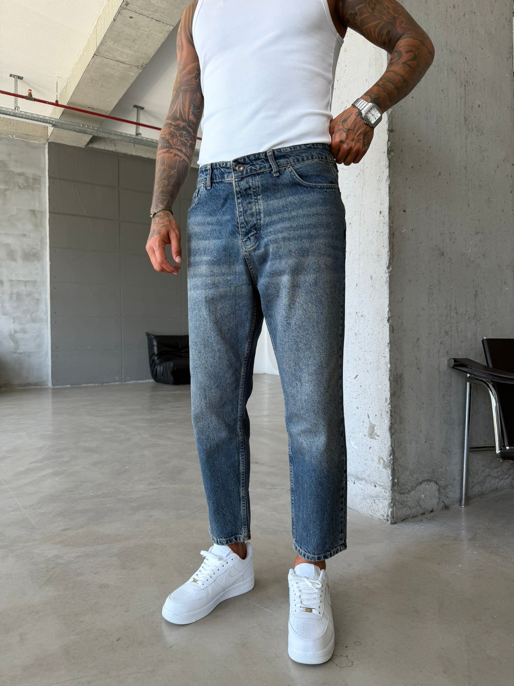Basic Boyfriend Pantolon - İndigo Mavi