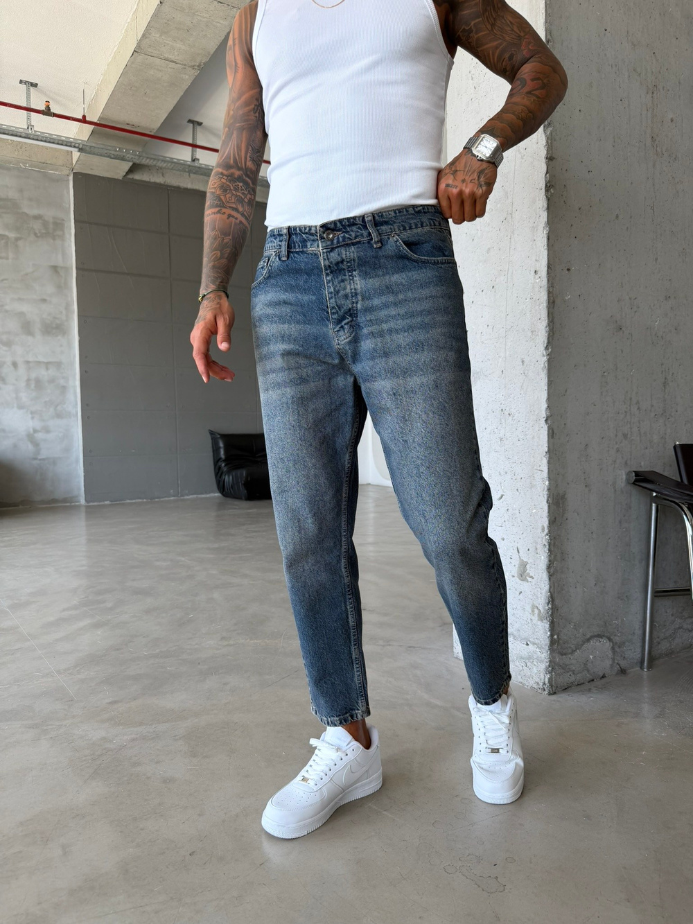 Basic Boyfriend Pantolon - İndigo Mavi