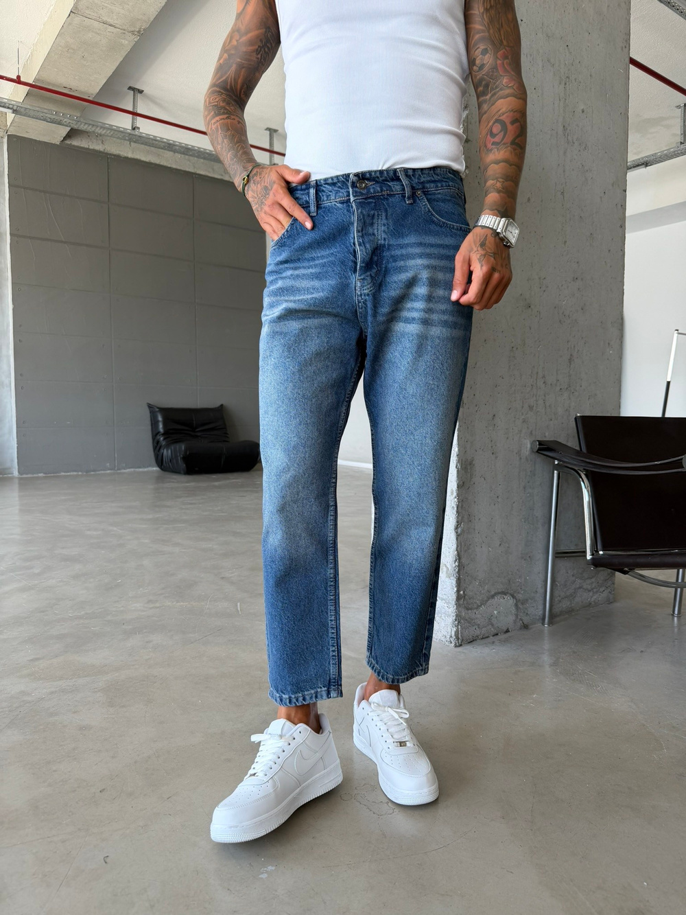 Basic Boyfriend Pantolon - İndigo Yıkamalı