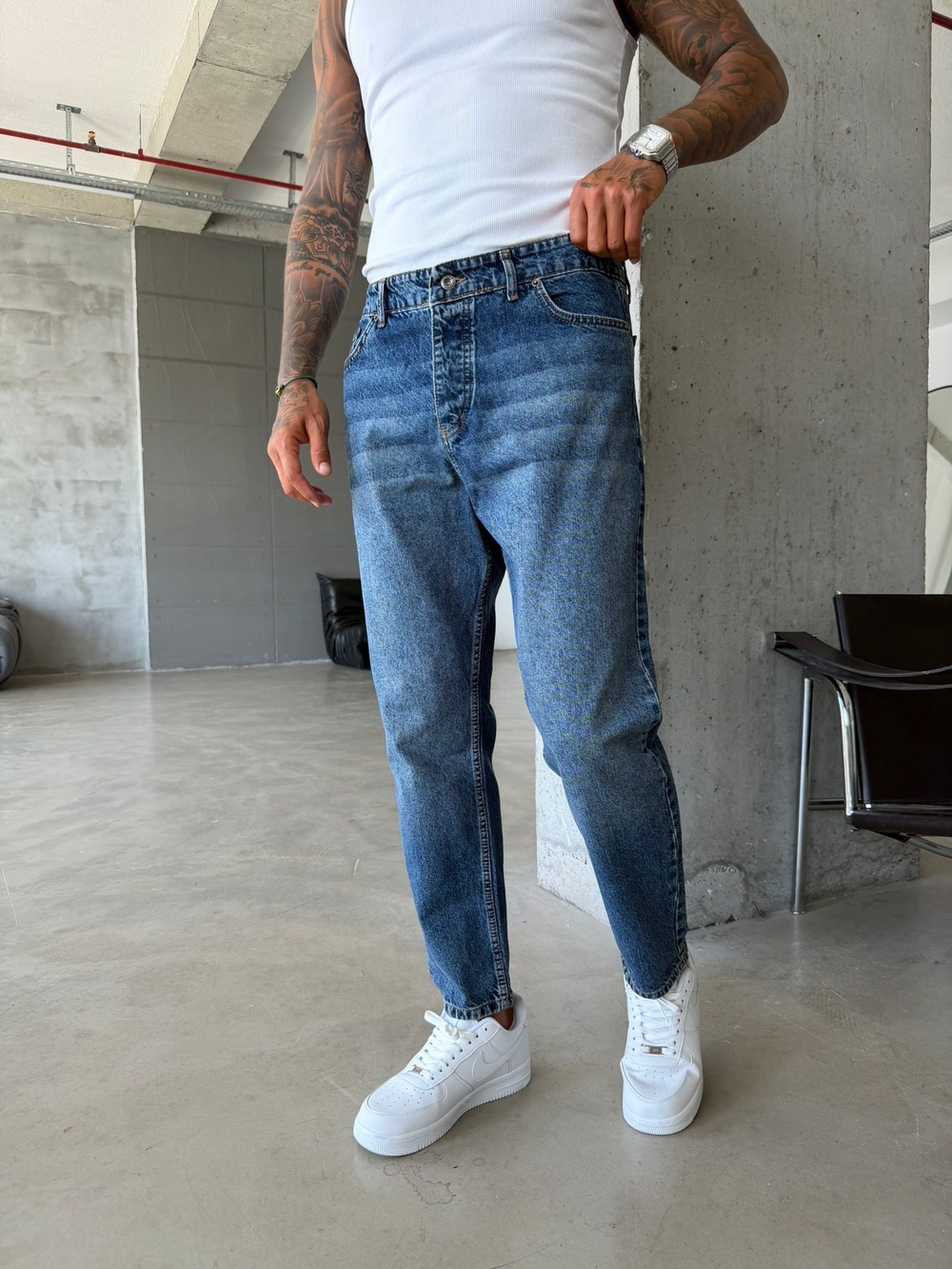 Basic Boyfriend Pantolon - Koyu Mavi