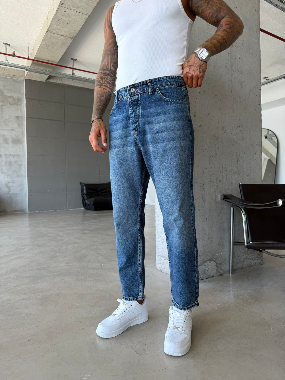 Basic Boyfriend Pantolon - Koyu Mavi