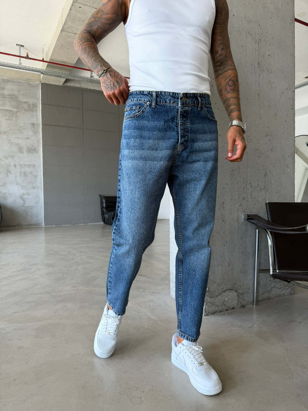 Basic Boyfriend Pantolon - Koyu Mavi