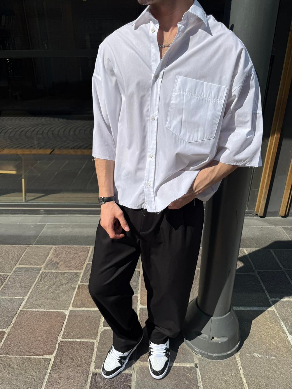 Basic Crop Aksesuarlı Gömlek - Beyaz