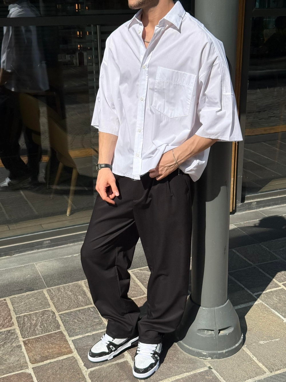 Basic Crop Aksesuarlı Gömlek - Beyaz