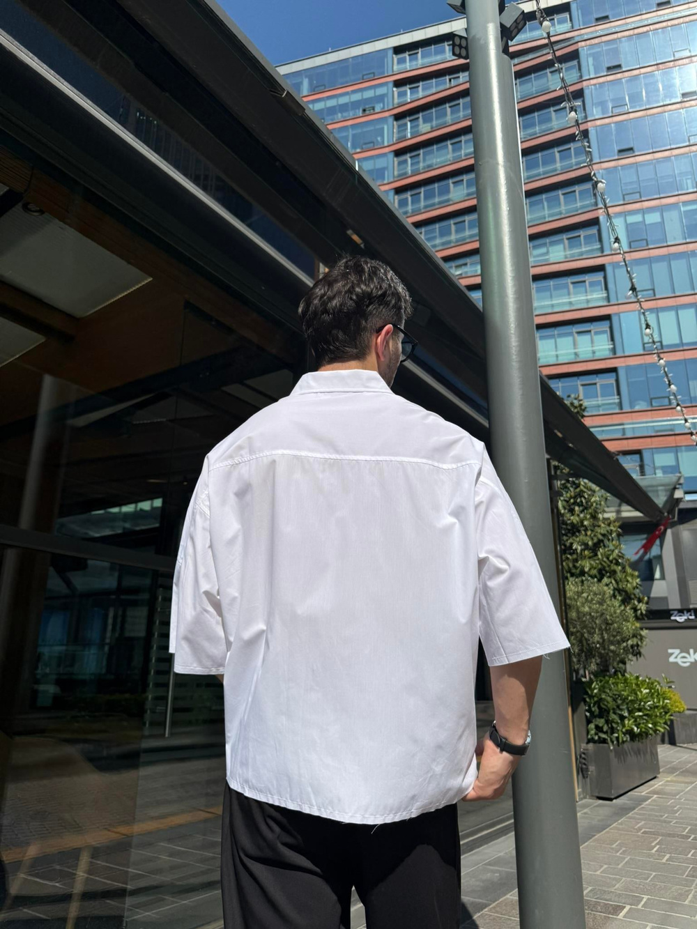 Basic Crop Aksesuarlı Gömlek - Beyaz