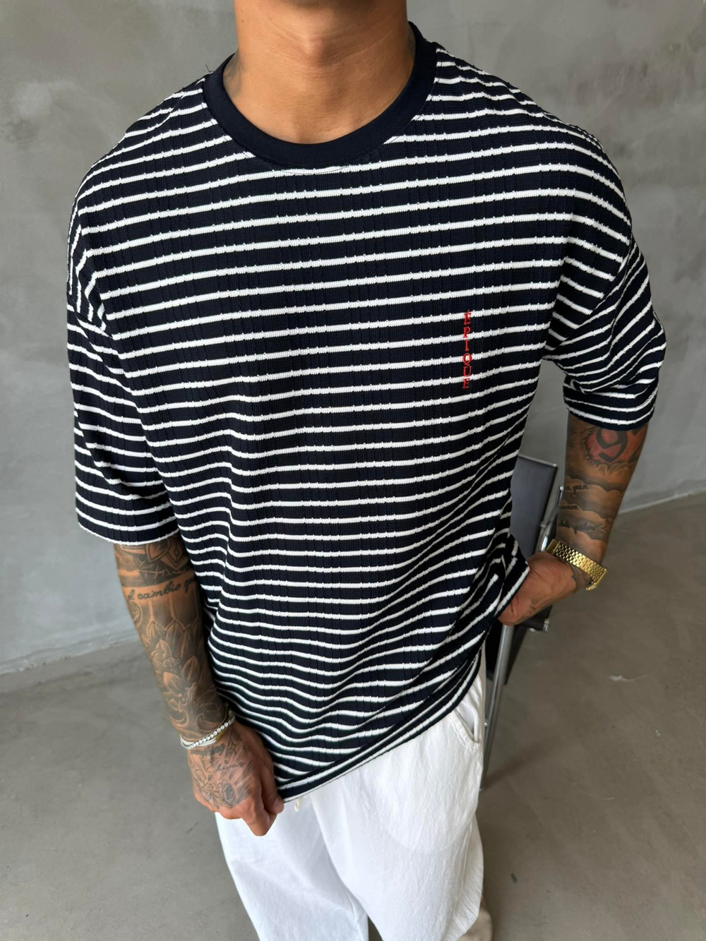 Basic Epıoue Nakışlı T-Shirt - Siyah