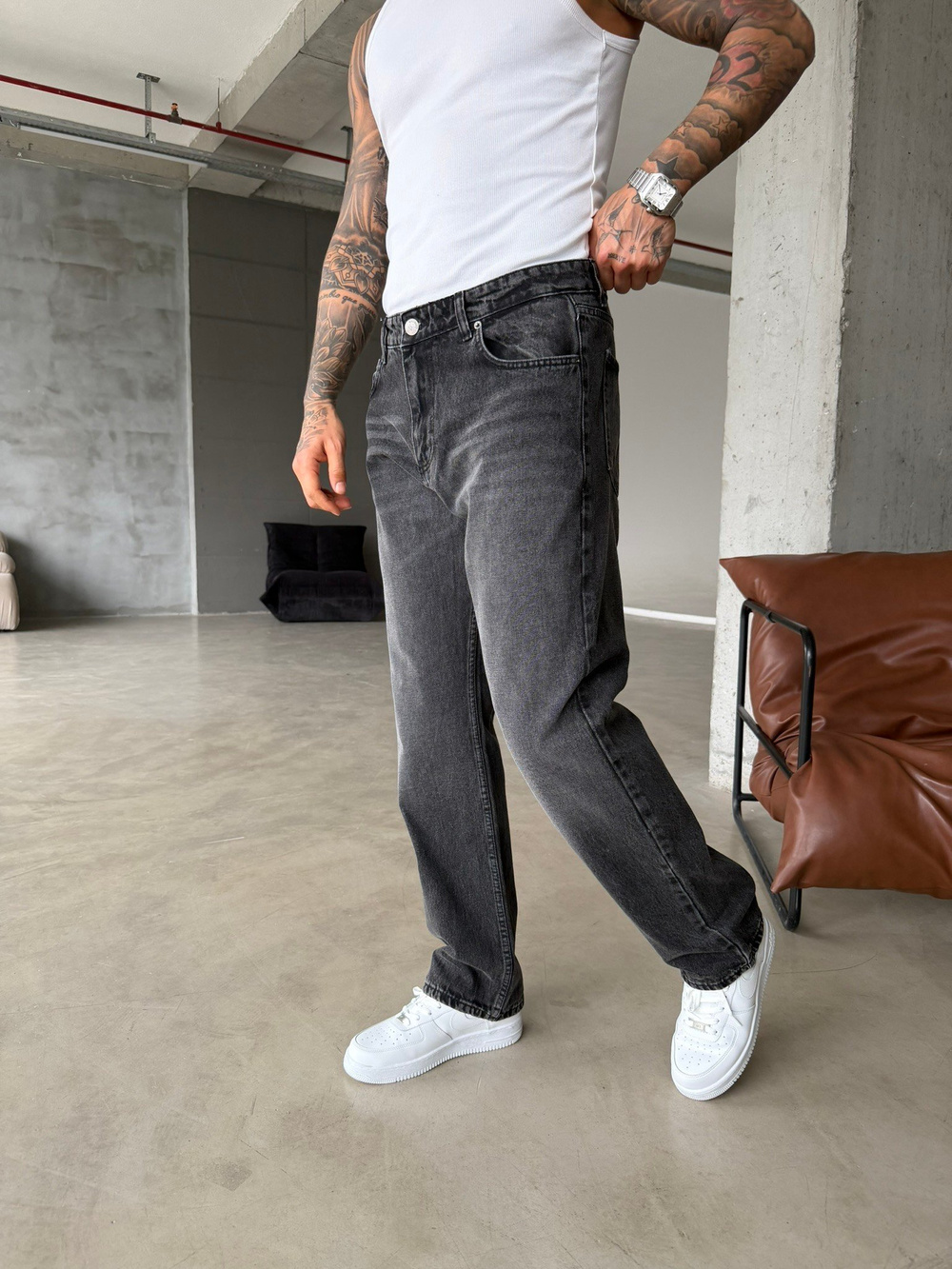 Basic Eskitme Detaylı Baggy Pantolon - Gri