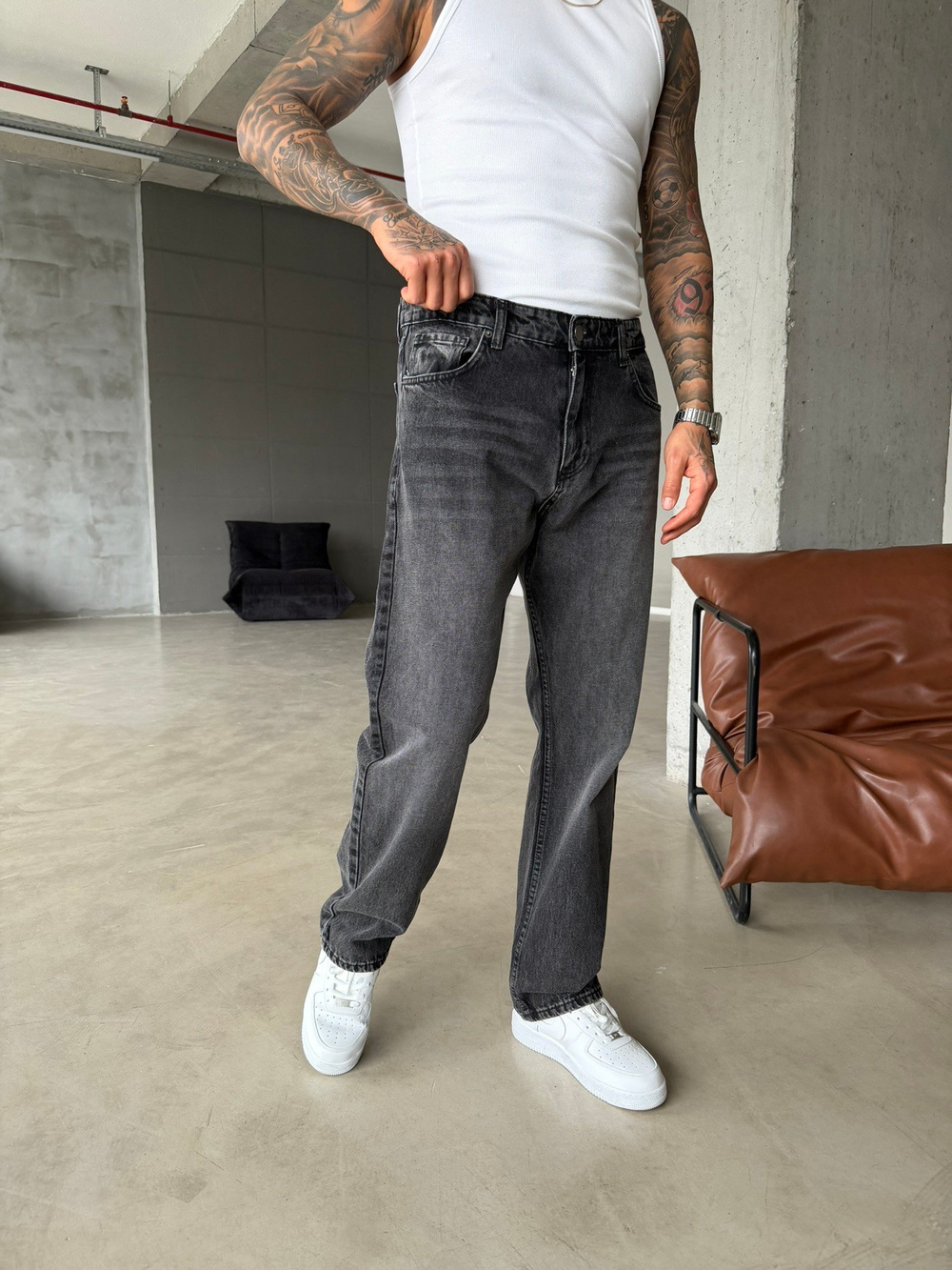 Basic Eskitme Detaylı Baggy Pantolon - Gri