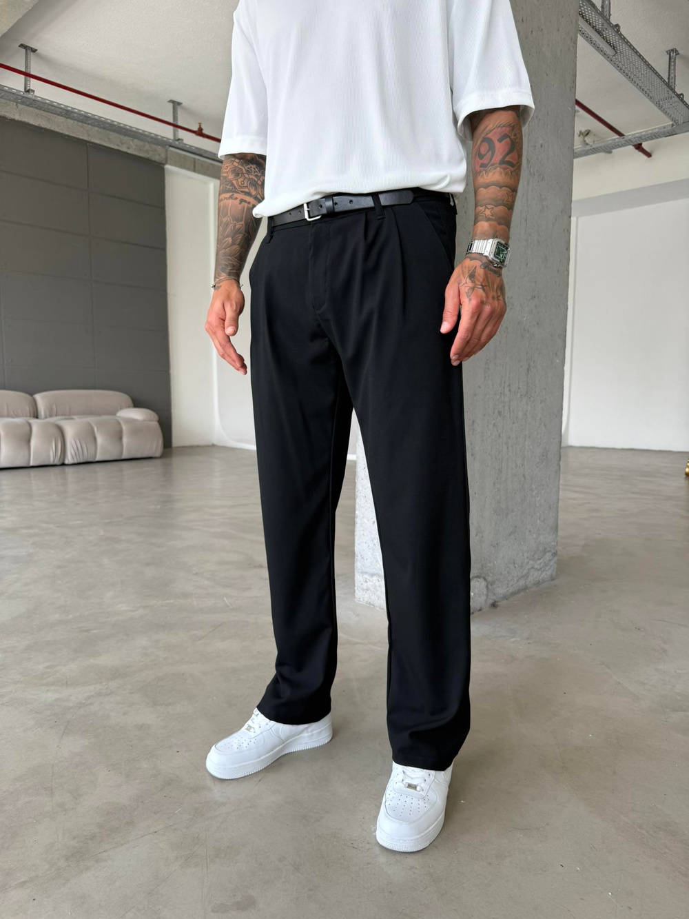 Basic İnce  Deri Kemer -Siyah