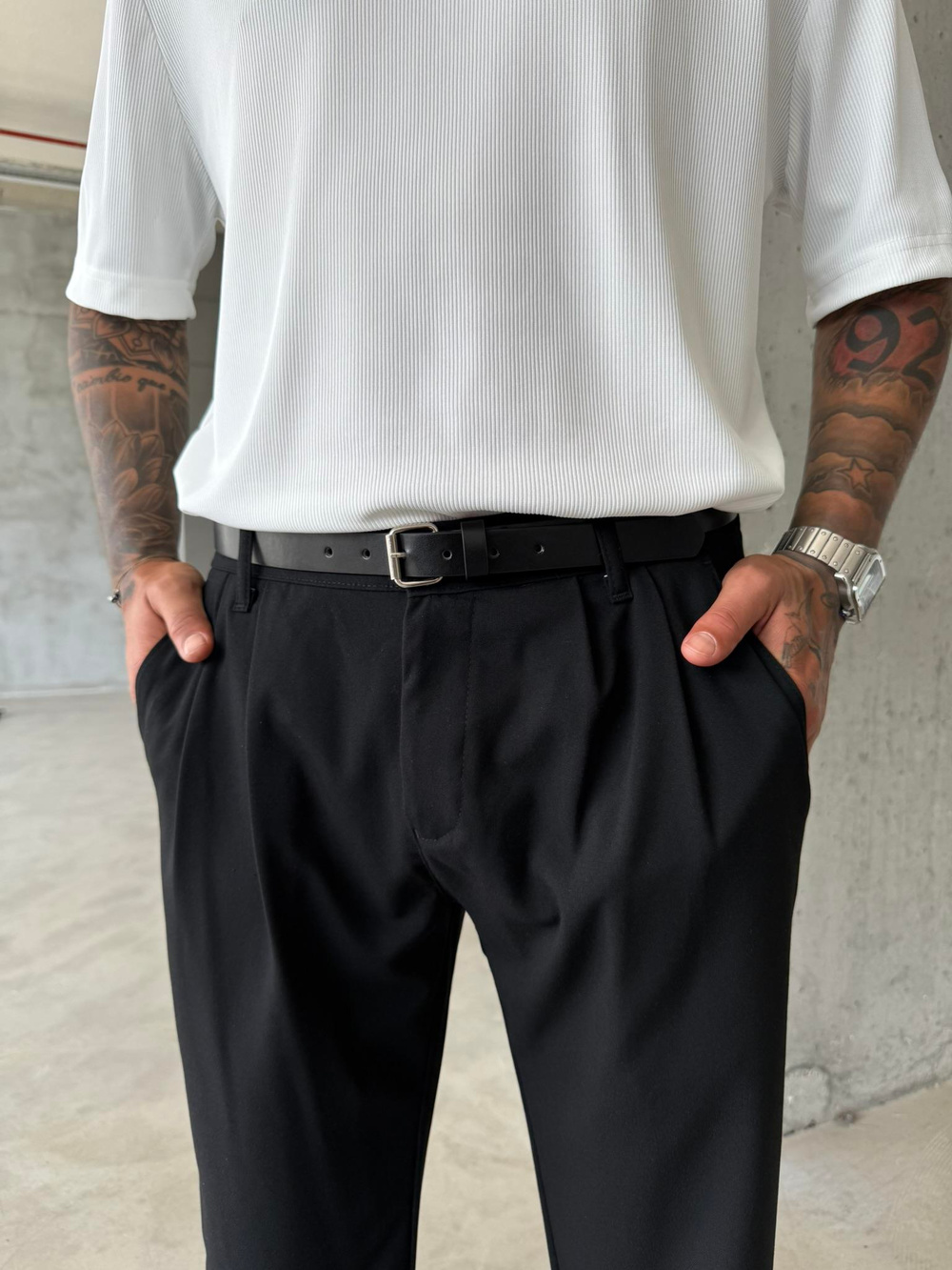 Basic İnce  Deri Kemer -Siyah