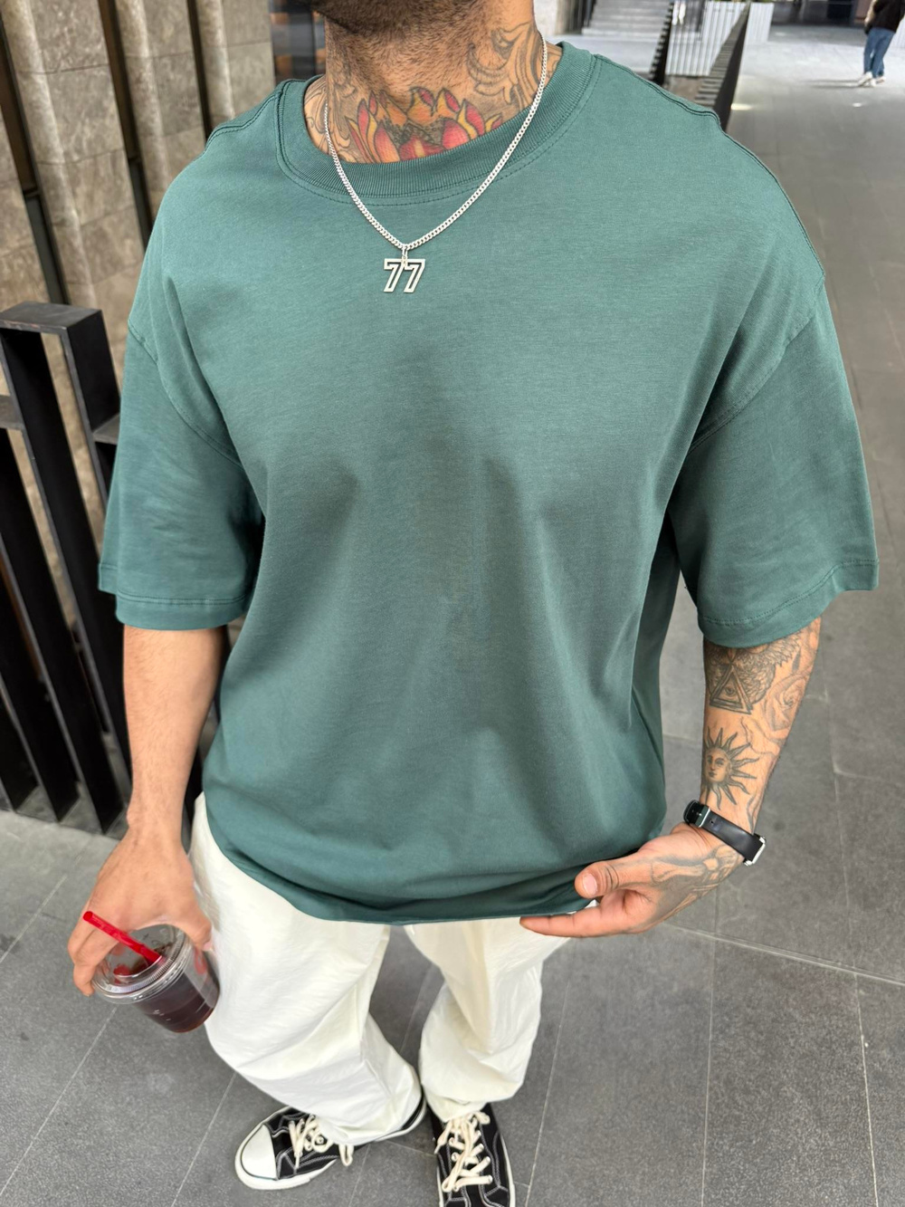 Basıc Oversize Tişört - Yeşil