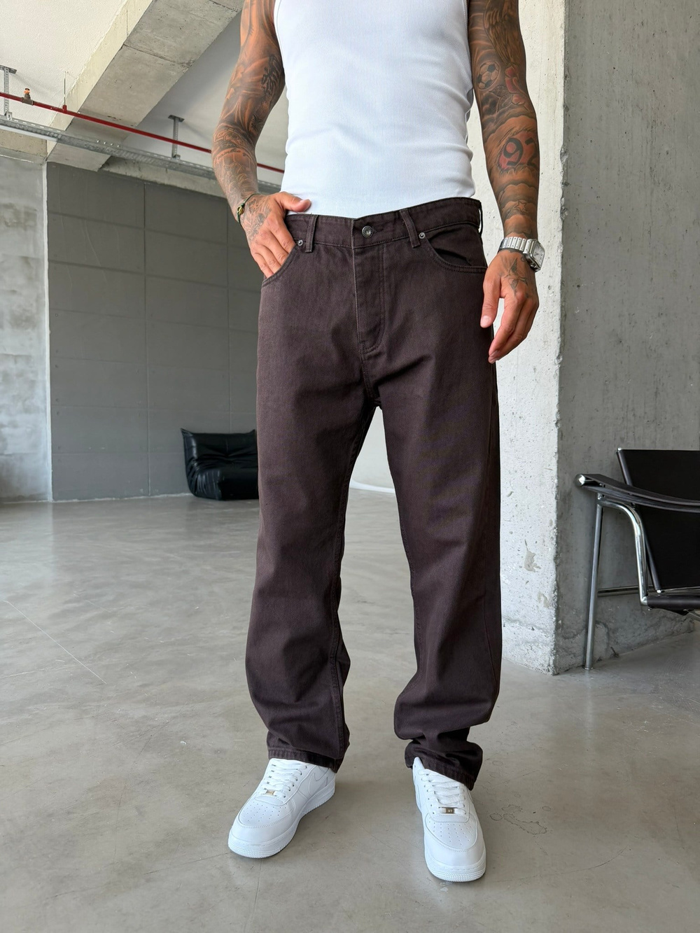 Basic Premium Baggy Pantolon-Kahve